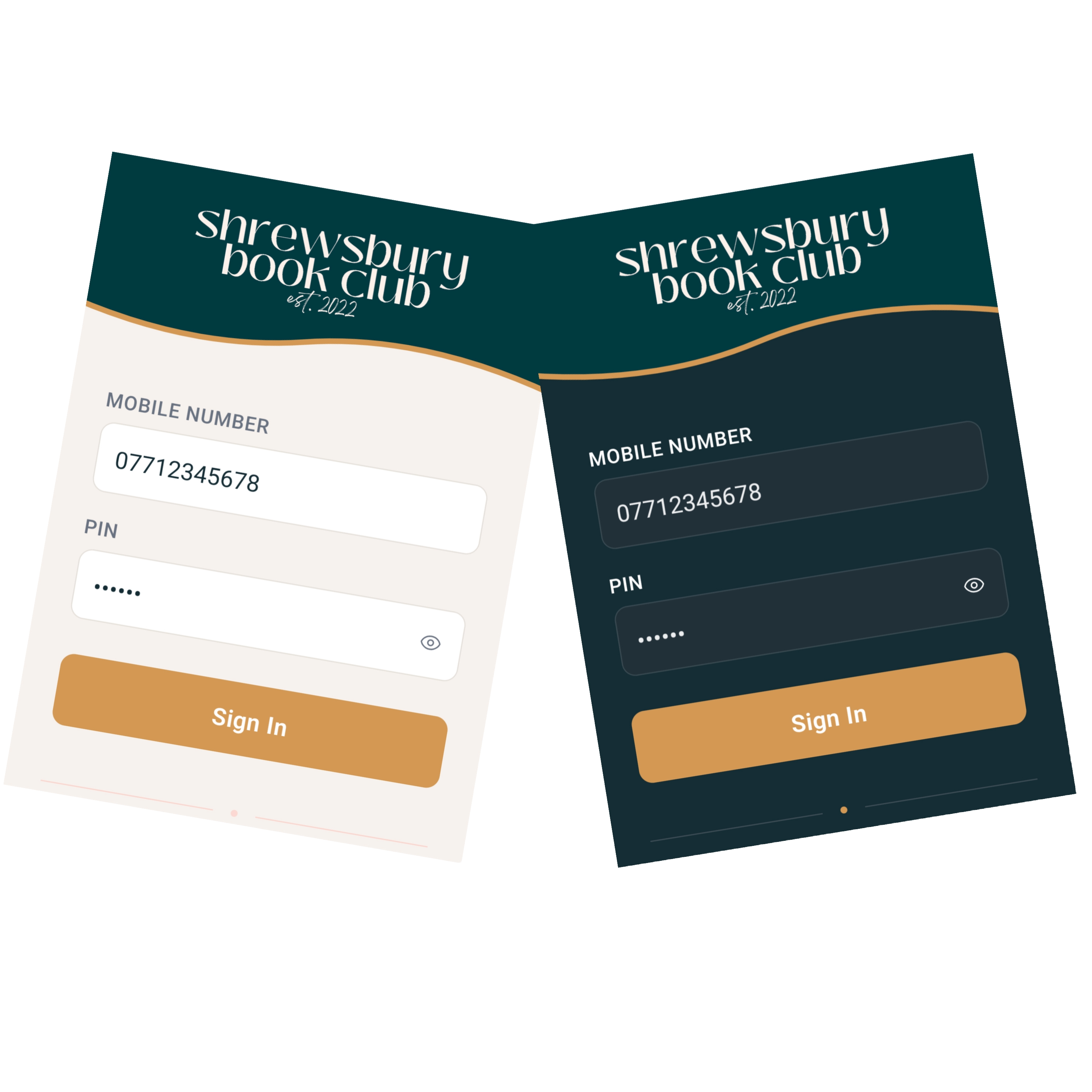 Screenshot of the Shrewsbury Book Club app: reading list and discovery interface for a community book club.